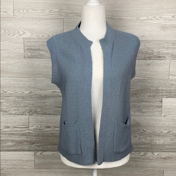 Milrank Vintage Open Front Gray Knit Vest - Picture 1 of 5
